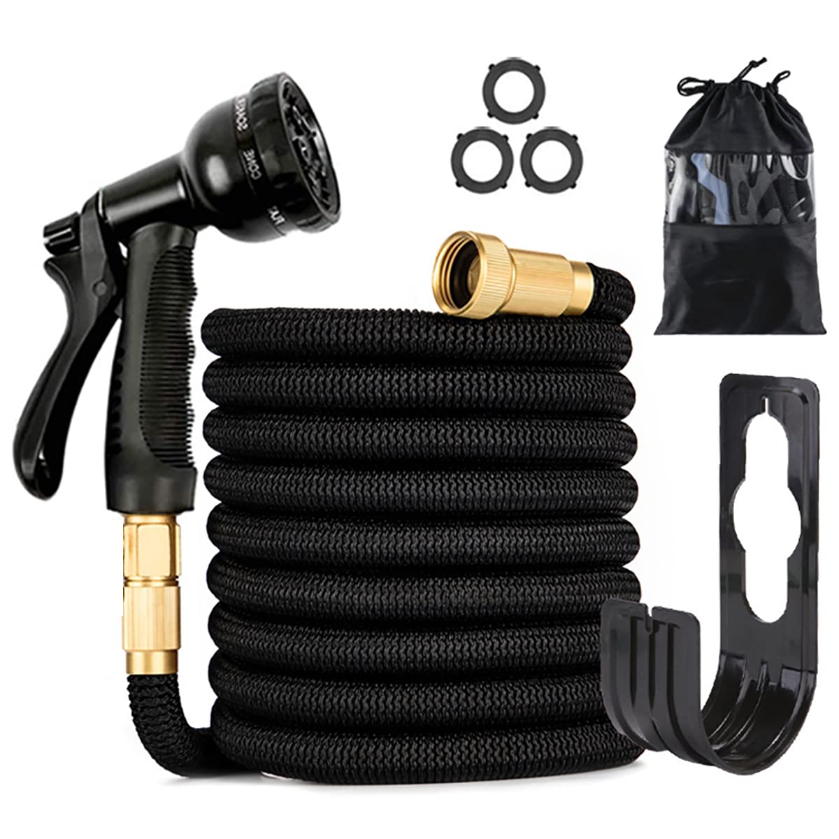 HASTHIP 15m/50ft Garden Hose with Heavy Duty Spray Nozzle, Expandable Garden Hose with 8 Function Nozzle, 3/4 HASTHIP 15m/50ft Garden Hose with Heavy Duty Spray Nozzle, Expandable Garden Hose with 8 Function Nozzle, 3/4